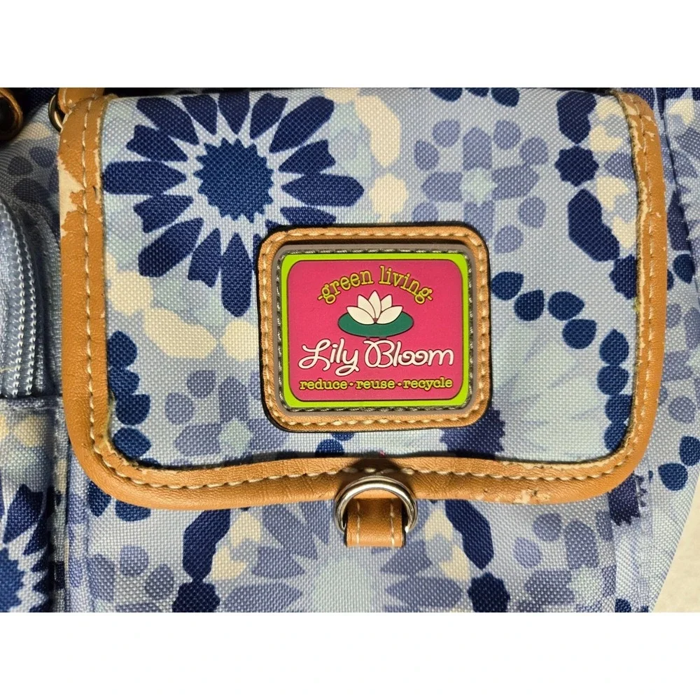 Lily Bloom Floral Backpack‎ Blue Pattern Multi Pocket Eco Travel School Bag